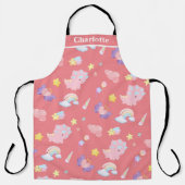 Tablier Cute rose doux dinosaure arc-en-ciel Motif Ajouter (Recto)