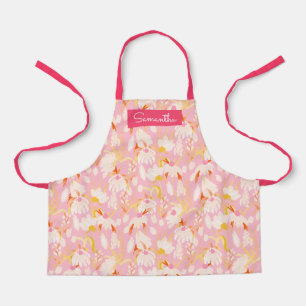 Tablier Cute Rose Floral Nom personnalisé Filles Apron
