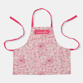 Tablier Cute Rose Floral Nom personnalisé Filles Apron