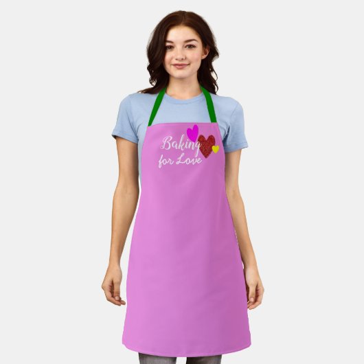 Tablier Cute Rose Hearts Apron, Baking for Love Chef's (Porté)