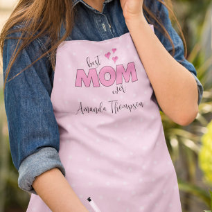Tablier Cute Rose Meilleure maman Whimsical Typographie Co