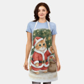 Tablier Cute Santa Cat Christmas Apron for Cat Lovers (Porté)