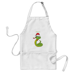 Tablier Cute serpent vert avec chapeau santa dessin animé