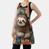 Tablier Cute Sloth Elegant Floral William Morris Inspired (Insitu)