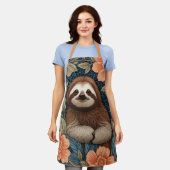 Tablier Cute Sloth Elegant Floral William Morris Inspired (Porté)