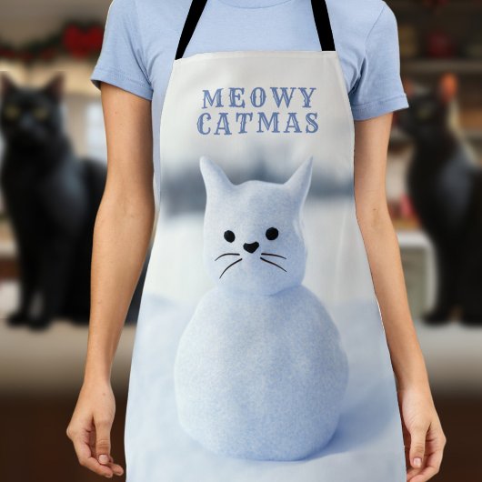 Tablier Cute Snow Cat Meowy Catmas Christmas Kitchen Apron