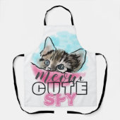 Tablier "CUTE SPY" | Funny Cute Kitten Rose Blue (Recto)