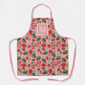 Tablier Cute Strawberry Pattern Monogram Pink (Recto)