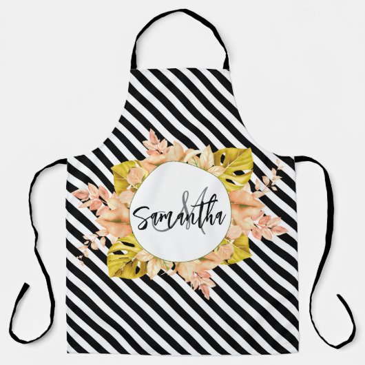 Tablier Cute Stripes et Monogramme Floral (Recto)