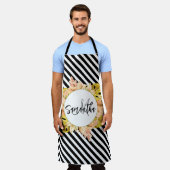 Tablier Cute Stripes et Monogramme Floral (Porté)