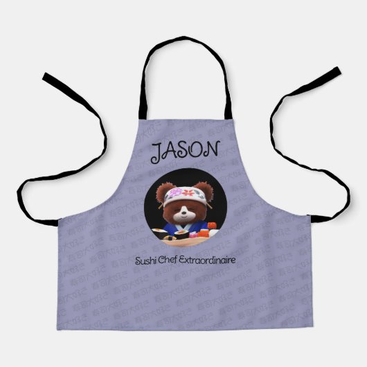 Tablier Cute Teddy Bear Sushi Chef (Recto)