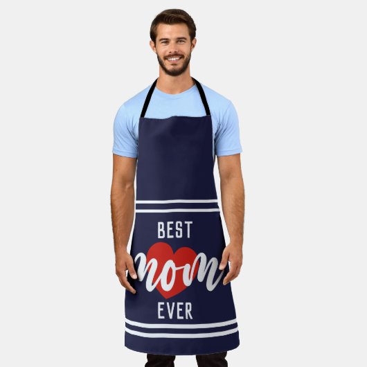 Tablier Cute Text Best Mama Ever With Heart (Porté)
