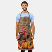 Tablier Cute Thanksgiving Turkey Autumn Pumpkins Scene (Porté)