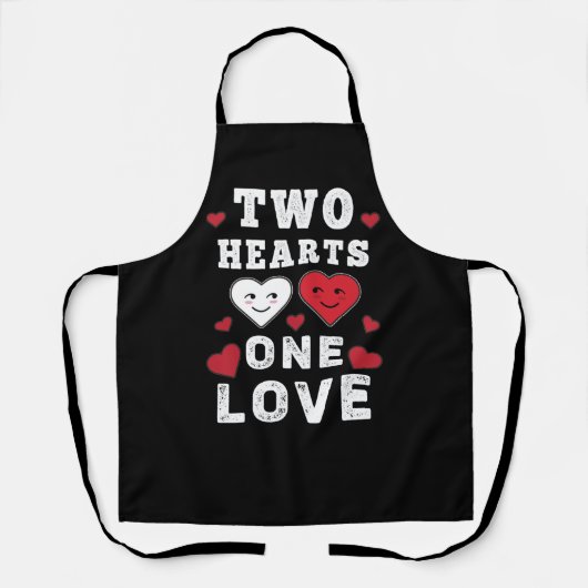 Tablier Cute Two Hearts One Love Anniversaire Saint-Valent (Recto)