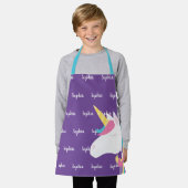 Tablier Cute Unicorn Purple Enfants Personnalisés (Porté)