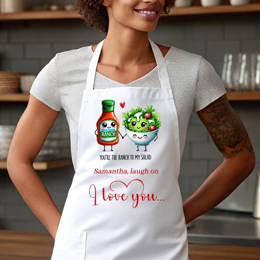 Tablier Cute Valentine Apron Funny Food Quotes Custom Name