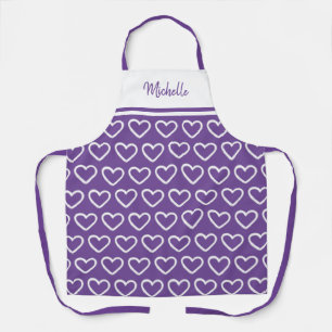 Tablier Cute Valentines Purple White Heart Nom du Motif