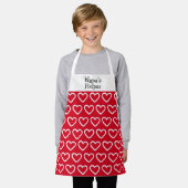 Tablier Cute Valentines Rouge Blanc Coeur Nom du Motif Enf (Porté)