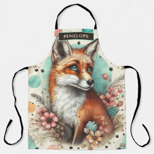 Tablier Cute Vintage Watercolo Fox peinture