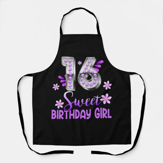 Tablier Cute violet noir sucré 16 Style I 16e anniversaire (Recto)