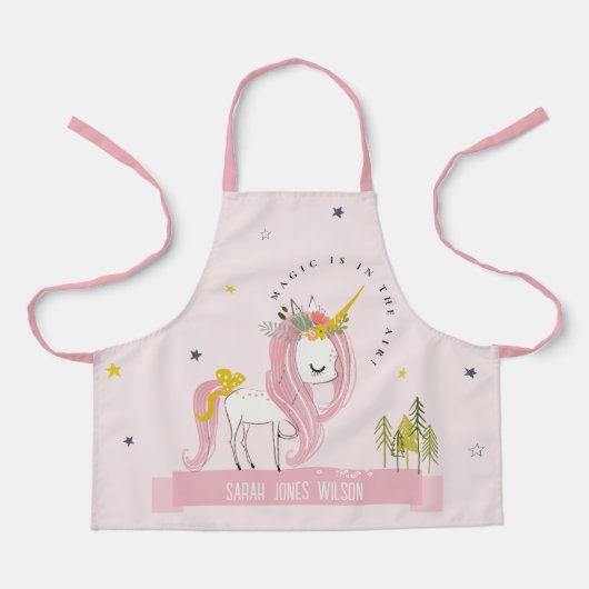 Tablier Cute Whimsical Magique Unicorn Rose Princess Enfan (Recto)