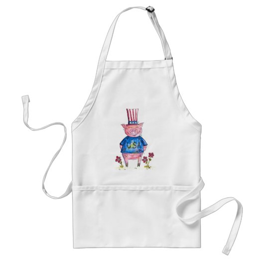 Tablier Cute Whimsical Patriotic Cochon (Devant)