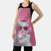 Tablier  Cute  White Cat  – Personalized (Insitu)