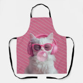 Tablier  Cute  White Cat  – Personalized (Recto)