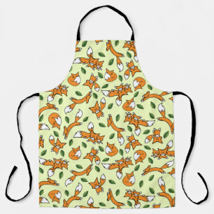 Tablier Cute Wild Fox et Motif Leaf
