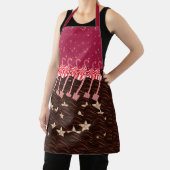 Tablier Cygnes et biscuits chocolat fourrés vagues rouge (Insitu)