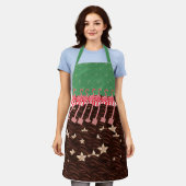 Tablier Cygnes et biscuits fourrés chocolat vagues vert (Porté)