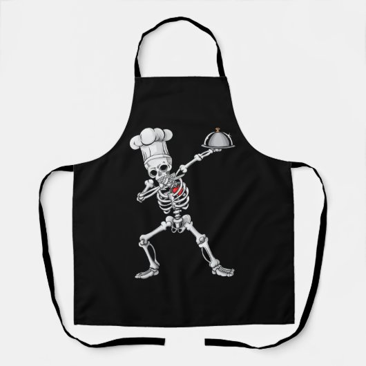 Tablier Dabbing Skeleton Chef Déjeuner Lady Halloween (Recto)