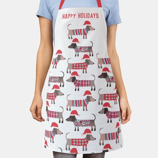 Tablier Dachshund Chien Saucisse Joyeuses Fêtes