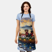 Tablier Dachshund Christmas Boat Holiday (Porté)