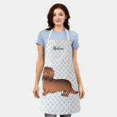 Tablier Dachshund de dessin animé à poil long couleur roug (Porté)