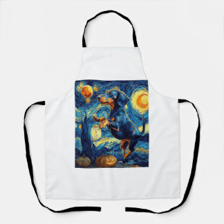 Tablier Dachshund de la nuit étoilée de van gogh halloween