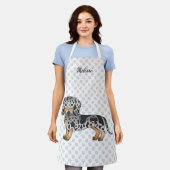 Tablier Dachshund Et Nom De Cheveux Courte Noir Et Tan (Porté)