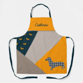 Tablier Dachshund Jaune et Profond Turquoise Abstrait (Recto)