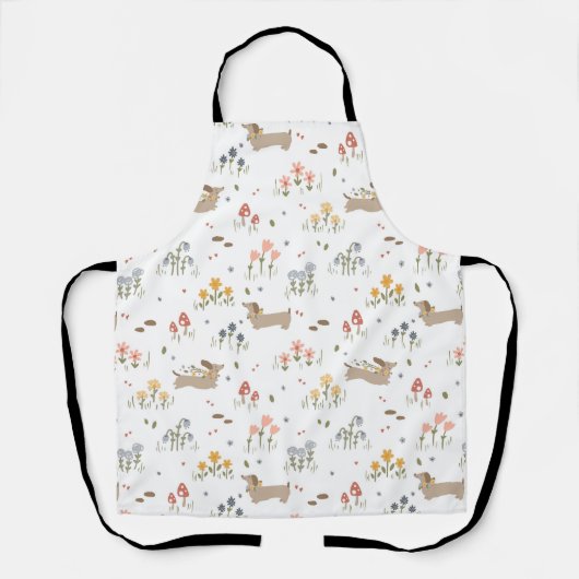Tablier Dachshund Lover Weiner Chien Saucisse Chien Fleur  (Recto)