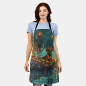 Tablier Dachshund Noël Festive Voyage (Porté)