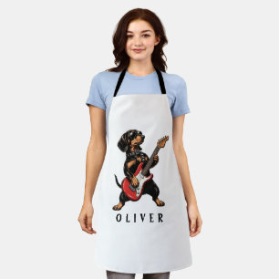 Tablier Dachshund Rocker Cool Chien Jouant de la Guitare É