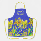 Tablier Daffodil Aquarelle Fleur Abstrait Jaune Bleu (Recto)
