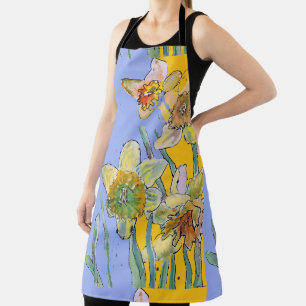 Tablier Daffodique Aquarelle Fleur Lavande floral Apron