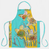 Tablier Daffodique Aquarelle Fleur Turquoise floral Apron (Recto)