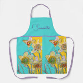 Tablier Daffodique Floral Jaune Turquoise Motif (Recto)
