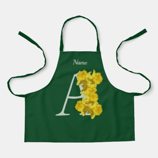 Tablier Daffodique Monogramme Initial A Votre Nom Apron (Recto)