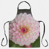 Tablier Dahlia blanc avec fleur à bordure rose (Recto)