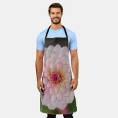 Tablier Dahlia blanc avec fleur à bordure rose (Porté)