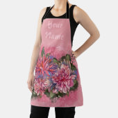 Tablier Dahlias flowers pink watercolor (Insitu)