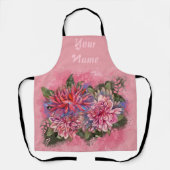 Tablier Dahlias flowers pink watercolor (Recto)